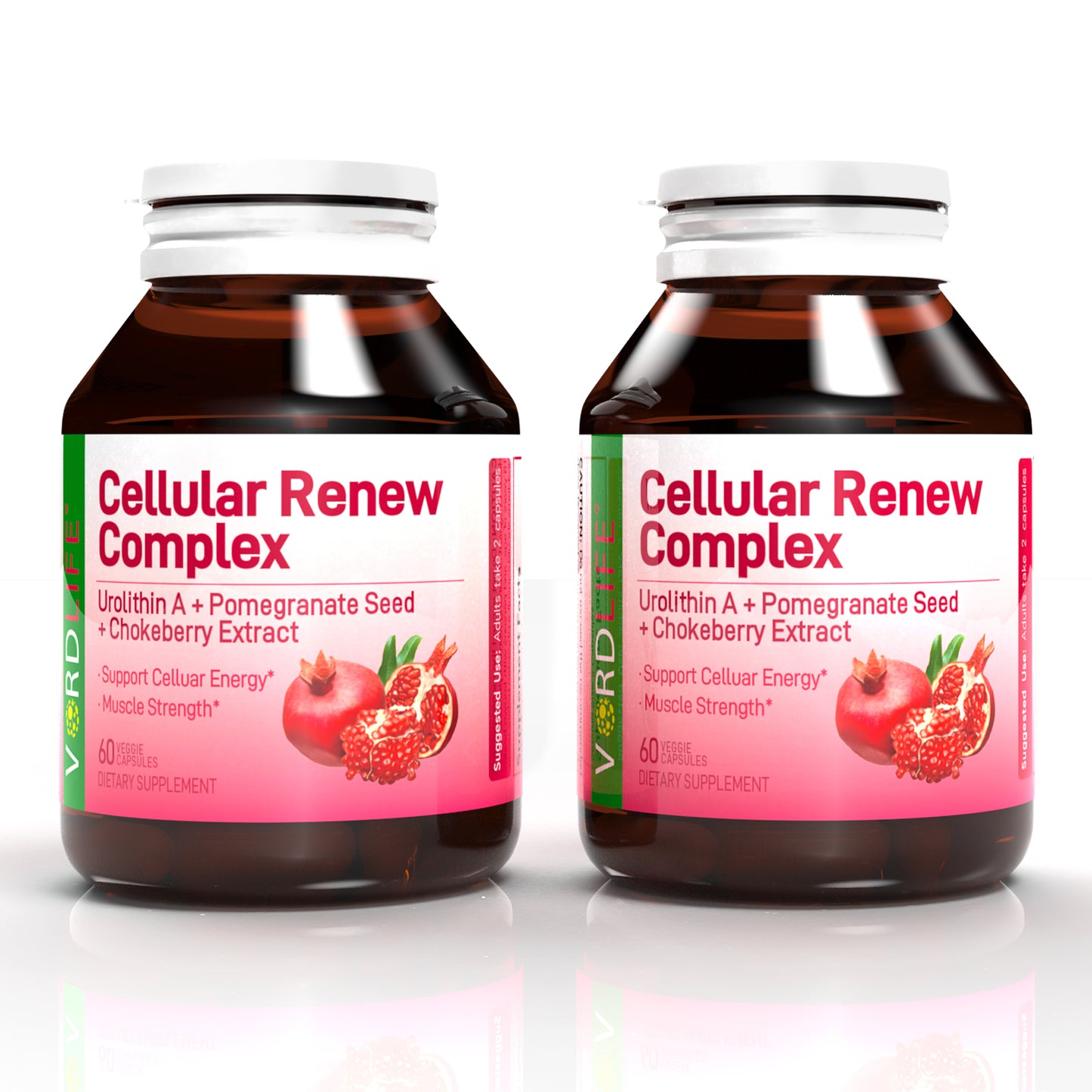 Cellular Renew Complex with Undithin A+ & Pomegranate - patented supplement for Cellular Energy, Mitochondrial Support, Muscle Strength & Healthy Aging - 60 Veggie Capsules