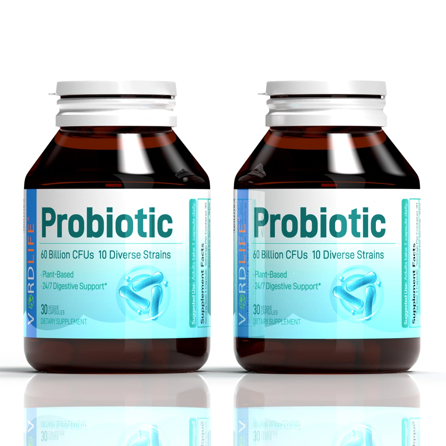 60 Billion CFU Probiotic with 10 Strains for Adults - 24/7 Digestive Support, Gut Health & Immune System Aid - Plant-Based, Delayed Release Veggie Capsules, 30 Count