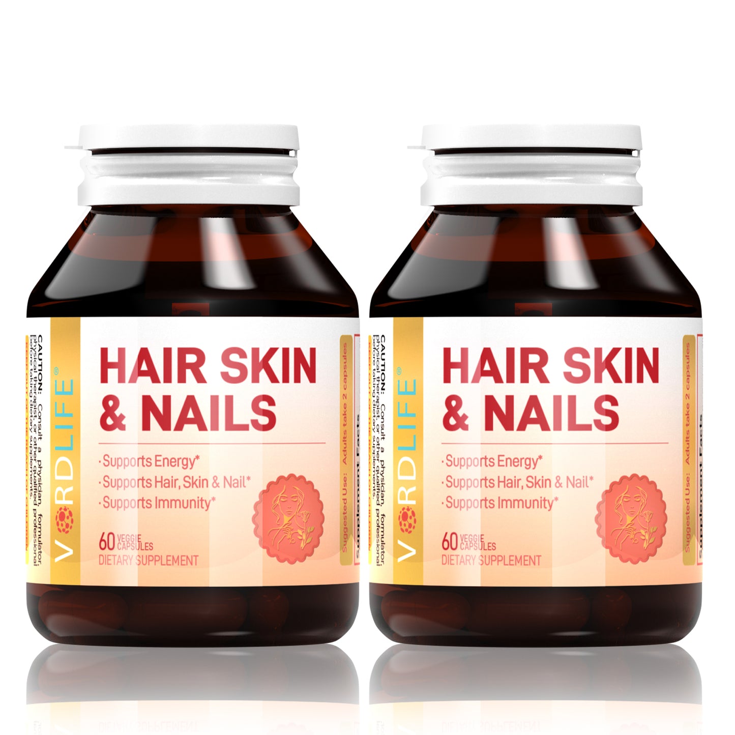 Hair Skin & Nails Vitamins with Biotin & Collagen – 60 Veggie Capsules | Supports Healthy Hair Growth, Glowing Skin, Strong Nails, Energy & Immunity for Women & Men