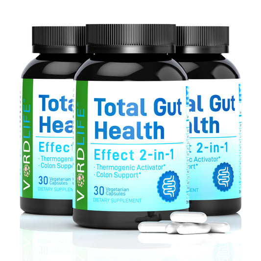 Total Gut Health 2-in-1 Supplement - Thermogenic Activator & Colon Support for Digestive Cleanse, Metabolism Boost & Bloating Relief - 30 Vegetarian Capsules