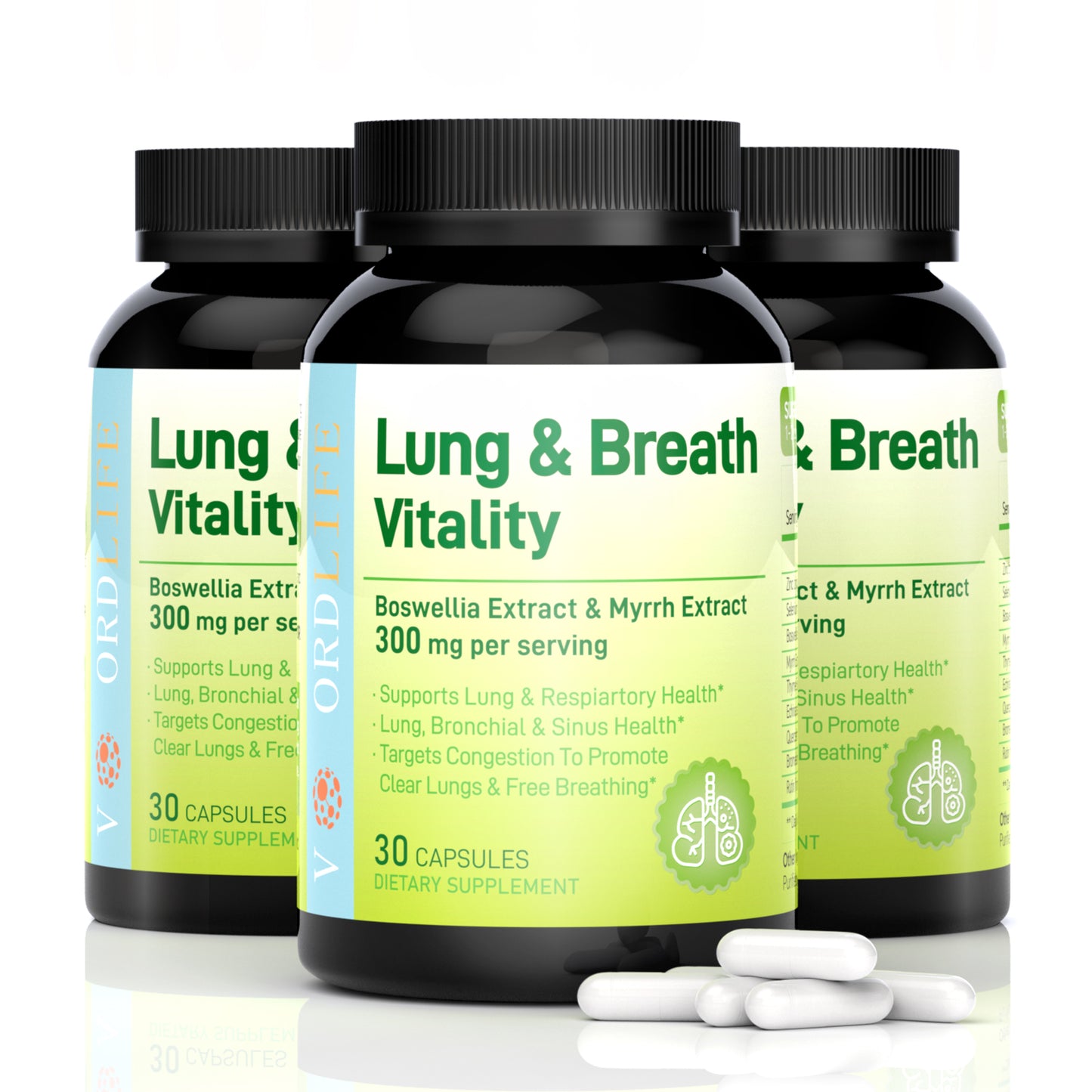 Boswellia & Myrrh Extract Capsules 300mg for Lung Health Support, Respiratory Cleanse, Bronchial & Sinus Relief - 30 Count Dietary Supplement