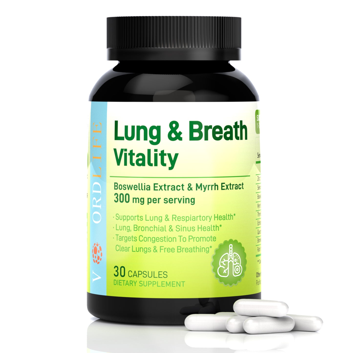 Boswellia & Myrrh Extract Capsules 300mg for Lung Health Support, Respiratory Cleanse, Bronchial & Sinus Relief - 30 Count Dietary Supplement