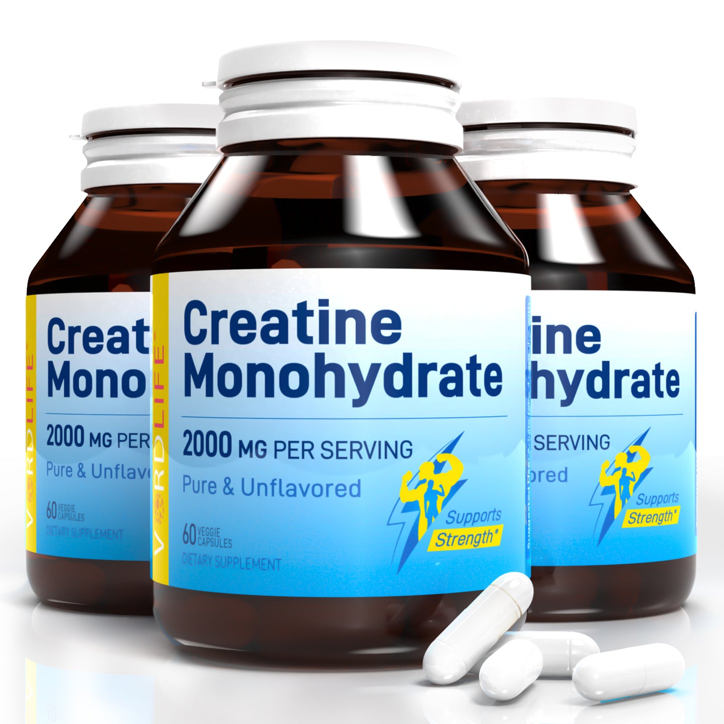 Creatine Monohydrate Powder - 2000mg per Serving, Pure & Unflavored for Muscle Growth, Strength & Exercise Performance - USA Made, Micronized for Mixability, Unflavored