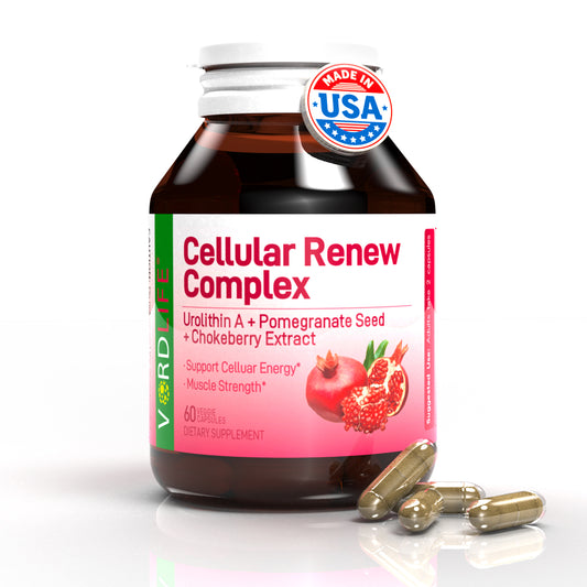 Cellular Renew Complex with Undithin A+ & Pomegranate - patented supplement for Cellular Energy, Mitochondrial Support, Muscle Strength & Healthy Aging - 60 Veggie Capsules