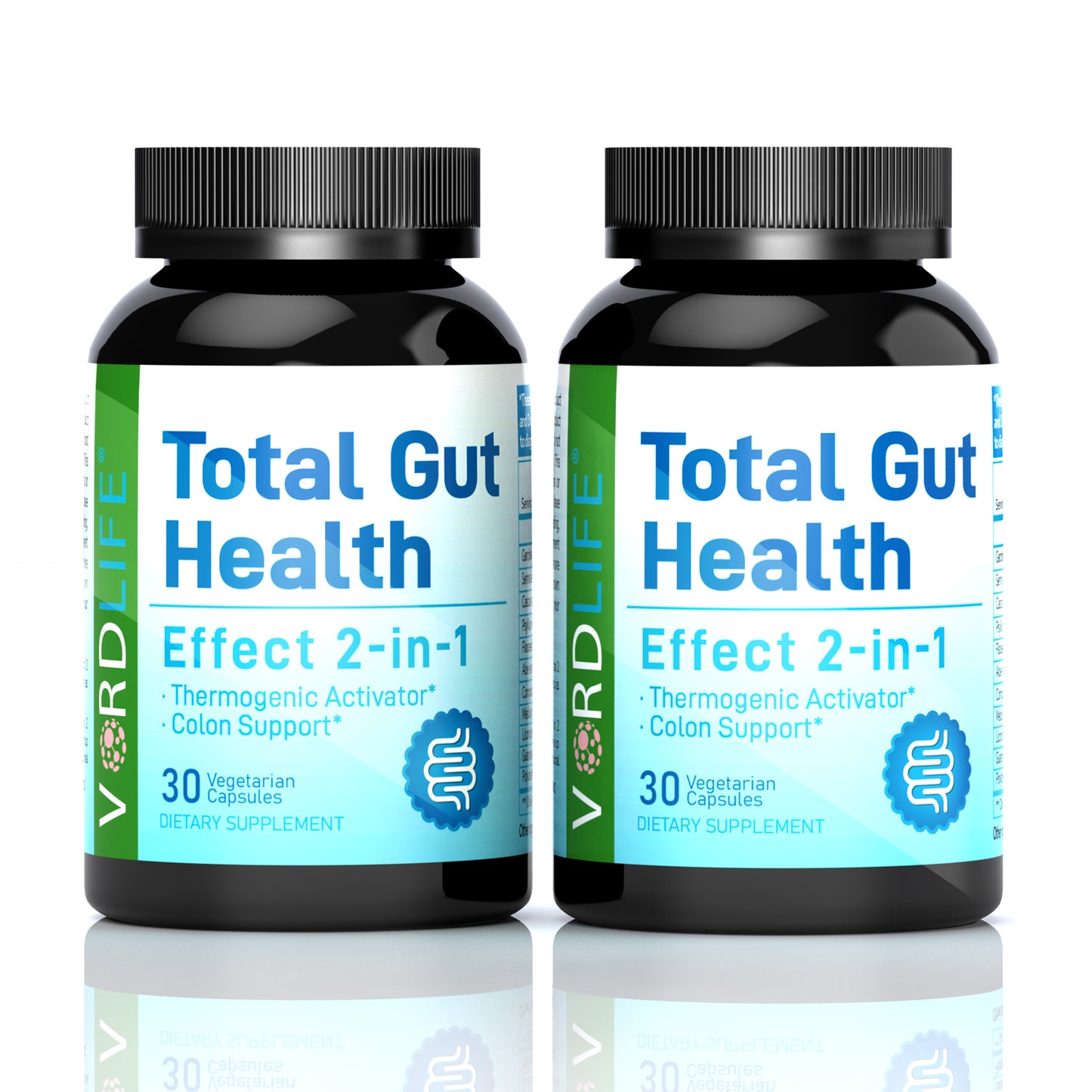 Total Gut Health 2-in-1 Supplement - Thermogenic Activator & Colon Support for Digestive Cleanse, Metabolism Boost & Bloating Relief - 30 Vegetarian Capsules