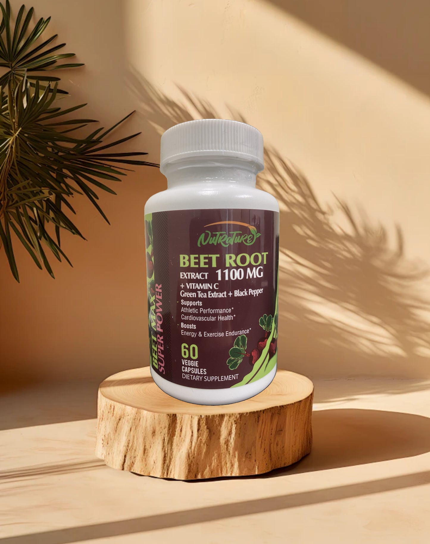 Beet Root Extract - 60 Veggie Capsules - Athletic Performance, Cardiovascular Health, and Energy & Exercise Endurance