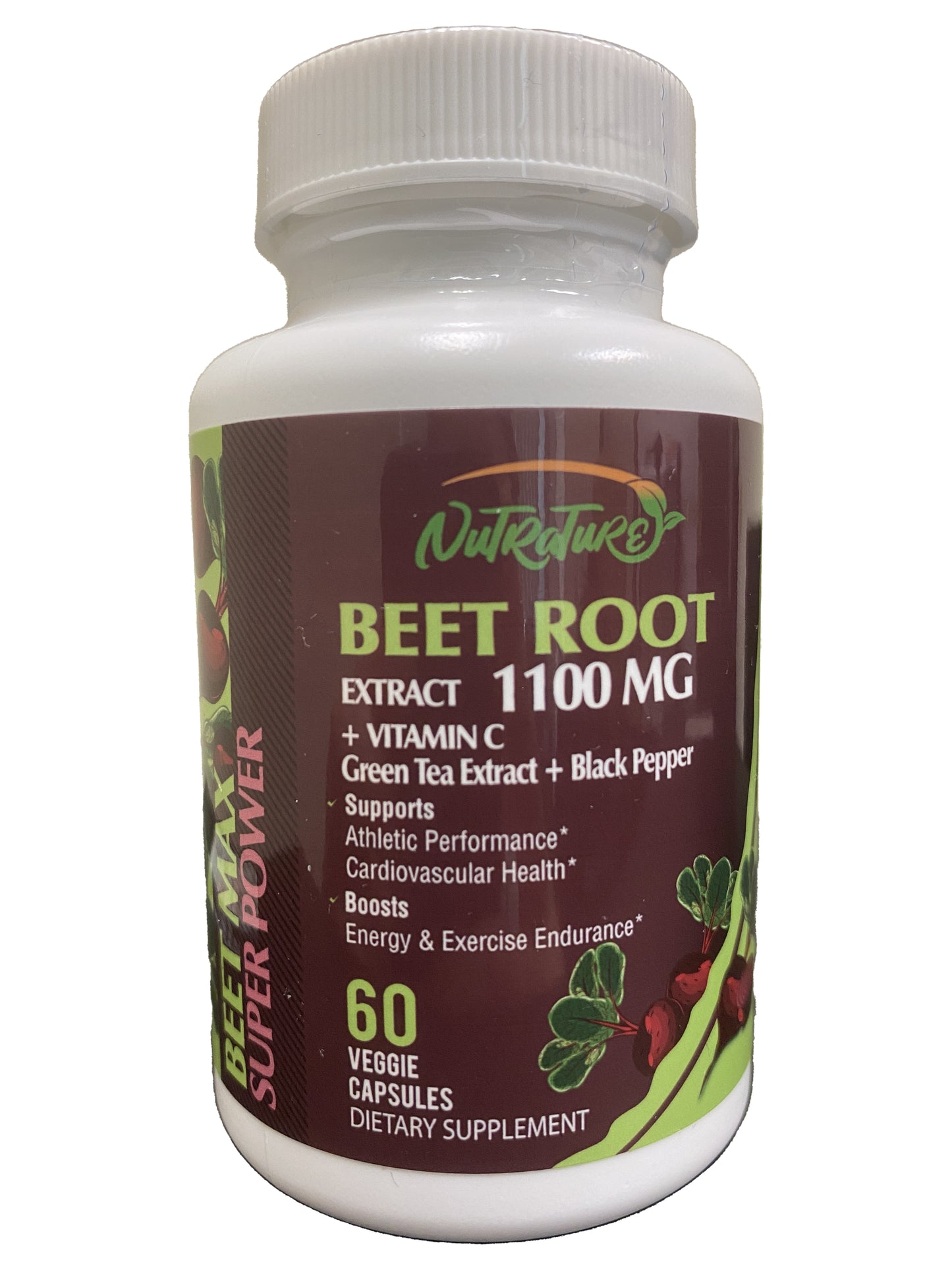 Beet Root Extract - 60 Veggie Capsules - Athletic Performance, Cardiovascular Health, and Energy & Exercise Endurance